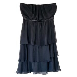 Torrid Black Strapless Sheer Layered Ruffle Holiday Party‎ Dress Size 12